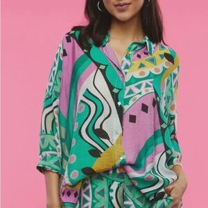 Daley & Plover Amalfi Graphic Button Down Shirt size M